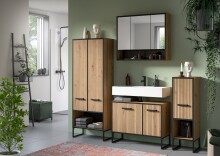 Waschbeckenunterschrank >Bagno< in Artisan Eiche Nachbildung - 80x63x36 (BxHxT)