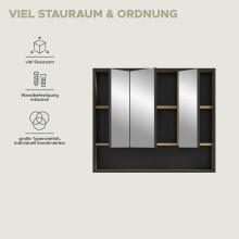 Badezimmerspiegelschrank >Bagno< in Eiche Dekor / Spiegel - 80x68x19cm (BxHxT)