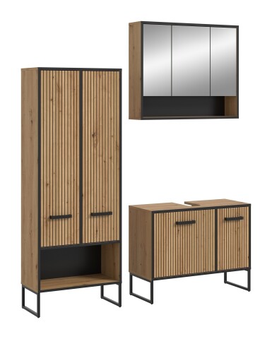 Badezimmer-Set >Bagno< in Artisan Eiche Nachbildung - 154x192x36cm (BxHxT)