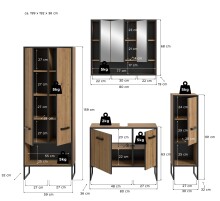 Badezimmer-Set >Bagno< in Artisan Eiche Nachbildung - 199x192x36cm (BxHxT)