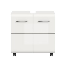 Waschbeckenunterschrank >Ice< in Weiß/Weiß hochglanz - 60x58x30cm (BxHxT)