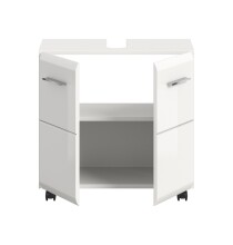 Waschbeckenunterschrank >Ice< in Weiß/Weiß hochglanz - 60x58x30cm (BxHxT)