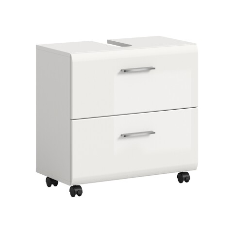 Waschbeckenunterschrank >Ice< in Weiß/Weiß hochglanz - 60x58x30cm (BxHxT)