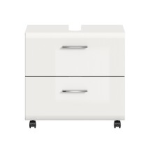 Waschbeckenunterschrank >Ice< in Weiß/Weiß hochglanz - 60x58x30cm (BxHxT)