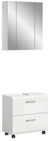 Badezimmer-Set >Ice< in Weiß/Weiß hochglanz - 60x185x30cm (BxHxT)