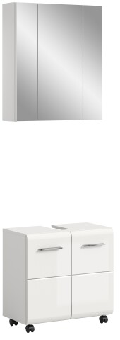Badezimmer-Set >Ice< in Weiß/Weiß hochglanz - 60x185x30cm (BxHxT)