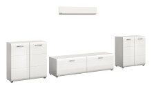 Wohnwand >Ice< in Weiß/Weiß hochglanz - 350x160x41cm (BxHxT)