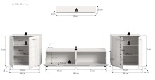 Wohnwand >Ice< in Weiß/Weiß hochglanz - 350x160x41cm (BxHxT)