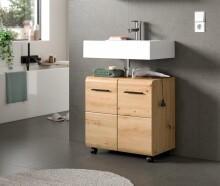Waschbeckenunterschrank >Ice< in Artisan Eiche Nachbildung - 60x58x30cm (BxHxT)