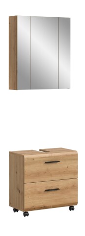 Badezimmer-Set >Ice< in Artisan Eiche Nachbildung - 60x185x30cm (BxHxT)