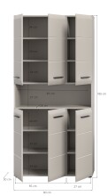 Hochschrank >Ice< in Kaschmir - 90x185x30cm (BxHxT)