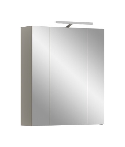 Badezimmerspiegelschrank >Ice< in Kaschmir/Spiegelglas - 60x70x18cm (BxHxT)