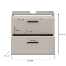 Waschbeckenunterschrank >Ice< in Kaschmir - 60x58x30cm (BxHxT)