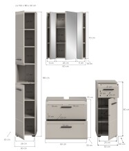 Badezimmer-Set >Ice< in Kaschmir - 150x185x30cm (BxHxT)