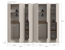 Drehtürenschrank >Kopenhagen< in Kaschmir - 240x181x52cm (BxHxT)