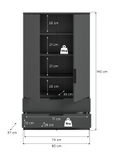 Wäscheschrank >Kopenhagen< in Anthrazit - 80x140x37cm (BxHxT)