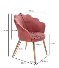 Esszimmersessel >WL6.284< in Rosa, Samt - 47,5x80x53cm (BxHxT)