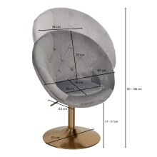 Loungesessel >WL6.299< in Samt grau / gold - 67x100x62cm (BxHxT)