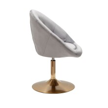 Loungesessel >WL6.299< in Samt grau / gold - 67x100x62cm (BxHxT)