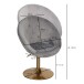 Loungesessel >WL6.299< in Samt grau / gold - 67x100x62cm (BxHxT)