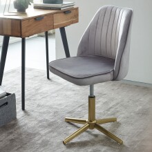 Bürostuhl >WL6.302< in Grau / gold, Samt - 60x60x100cm (LxBxH)