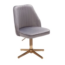Bürostuhl >WL6.302< in Grau / gold, Samt - 60x60x100cm (LxBxH)