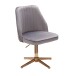 Bürostuhl >WL6.302< in Grau / gold, Samt - 60x60x100cm (LxBxH)