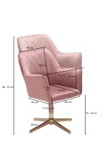 Bürostuhl >WL6.306< in Rosa / gold - 55x97x55 (BxHxT)