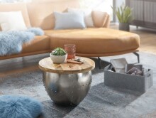 Couchtisch >WL6.310< mit Fach, in Mango, Massivholz / Metall - 43x60cm (HxD)