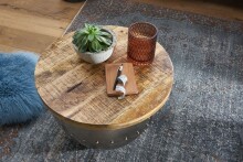 Couchtisch >WL6.310< mit Fach, in Mango, Massivholz / Metall - 43x60cm (HxD)