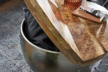 Couchtisch >WL6.310< mit Fach, in Mango, Massivholz / Metall - 43x60cm (HxD)