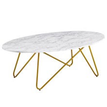 Couchtisch >WL6.315< in Marmor Optik Weiß, Holzwerkstoff - 120x40x60cm (BxHxT)