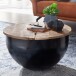 Couchtisch >WL6.323< in Mango / Schwarz, Massivholz / MEtall - 34x60cm (HxD)