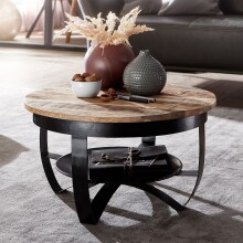 Couchtisch >WL6.327< in Mango / Schwarz, Massivholz...