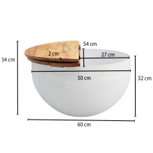 Couchtisch >WL6.334< in Mango / Weiß, Massivholz / Metall - 34x60cm (HxD)