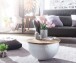 Couchtisch >WL6.334< in Mango / Weiß, Massivholz / Metall - 34x60cm (HxD)