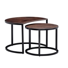 Satztisch >WL6.339< (2-teilig) in Mango Braun / Schwarz - 60x41x41 (BxHxT)