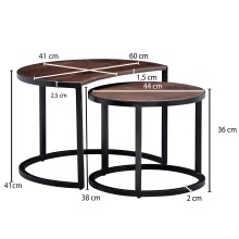 Satztisch >WL6.339< (2-teilig) in Mango Braun / Schwarz - 60x41x41 (BxHxT)
