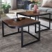 Satztisch >WL6.341< (2-teilig) in Mango braun / Schwarz - 60x40x60 (BxHxT)