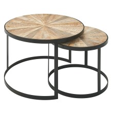 Satztisch >WL6.346< (2-teilig) in Mango / schwarz - 40x60 (HxD)