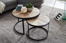 Satztisch >WL6.346< (2-teilig) in Mango / schwarz - 40x60 (HxD)