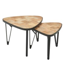 Satztisch >WL6.348< (2-teilig) in Akazie & Mango / schwarz - 60x45x60 (BxHxT)