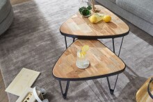 Satztisch >WL6.348< (2-teilig) in Akazie & Mango / schwarz - 60x45x60 (BxHxT)