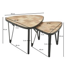 Satztisch >WL6.348< (2-teilig) in Akazie & Mango / schwarz - 60x45x60 (BxHxT)