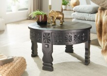 Couchtisch >WL6.349< in Mango-Schwarz, Massivholz - 36x60cm (HxD)
