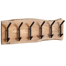 Garderobenhaken >WL6.359< in Akazie / schwarz - 100x29x13 (BxHxT)
