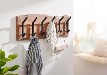 Garderobenhaken >WL6.359< in Akazie / schwarz - 100x29x13 (BxHxT)