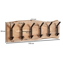 Garderobenhaken >WL6.359< in Akazie / schwarz - 100x29x13 (BxHxT)