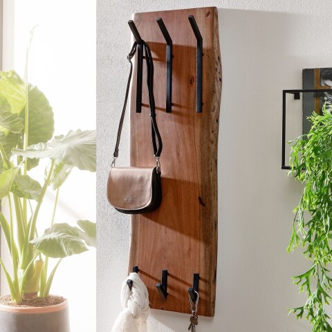 Wandgarderobe >WL6.360< in Akazie / schwarz - 35x100x11 (BxHxT)