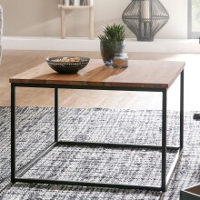 Couchtisch >WL6.361< in Akazie / schwarz, Massivholz / Metall - 60x41x60 (BxHxT)